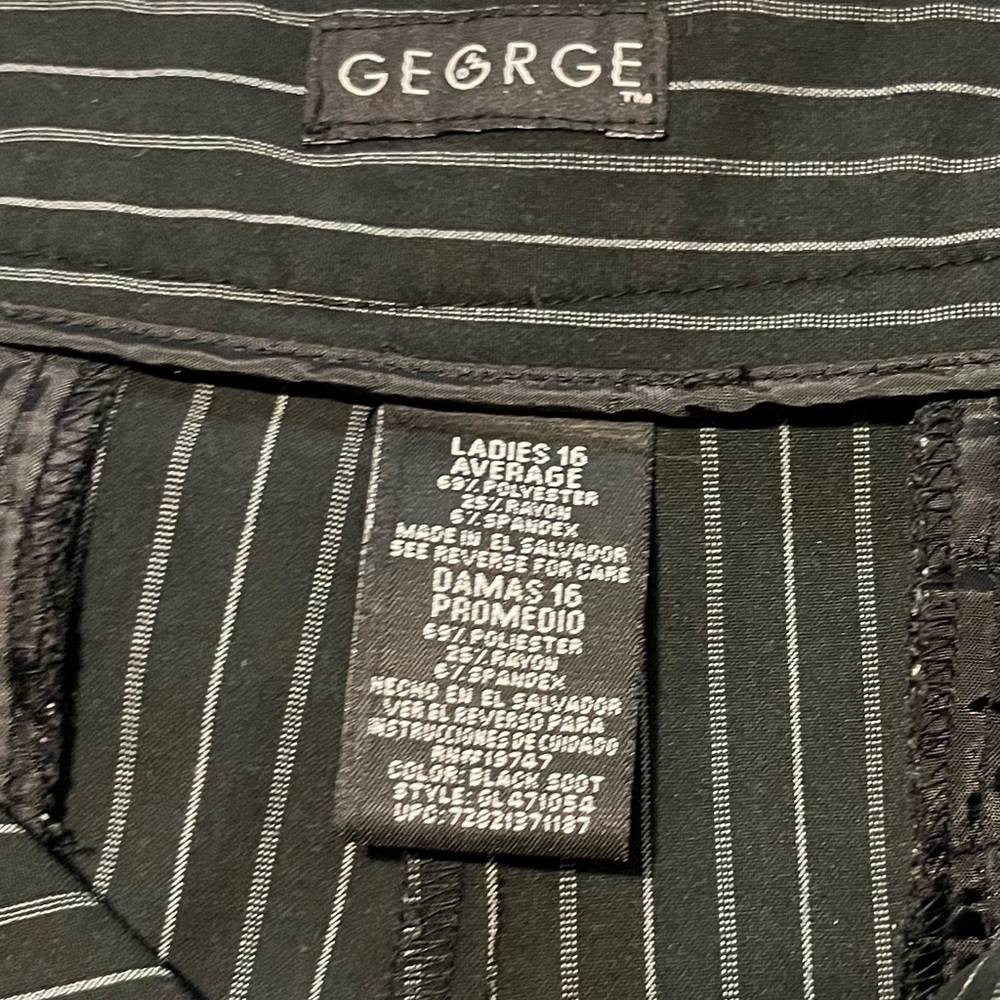 George Black Pinstripe pants size 16 average